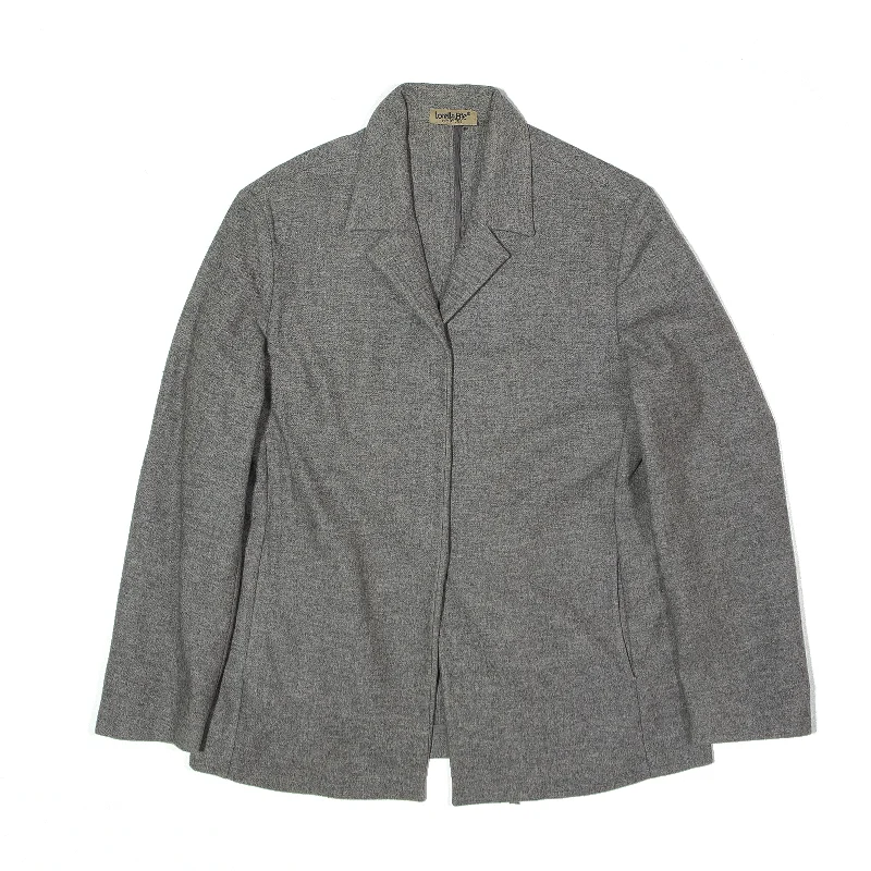 LORELLA EFFE COUTURE Jacket Grey 90s Blazer Womens L Ribbed Jacket Pleated Jacket Ruffled Jacket