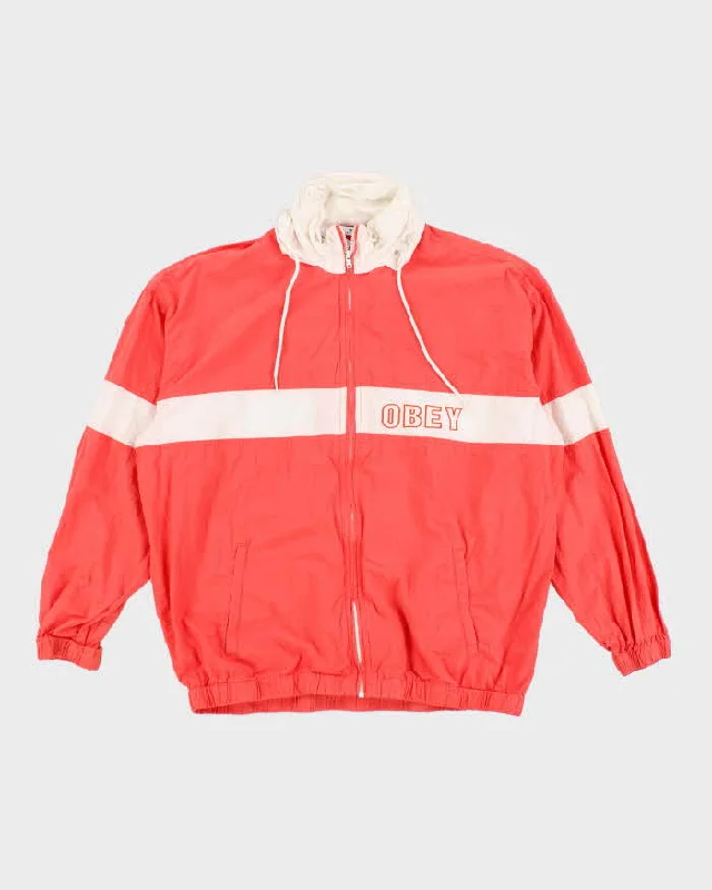 Obey Women's Windbreaker Jacket - XS A-Line Jacket Boat Neck Shawl Collar