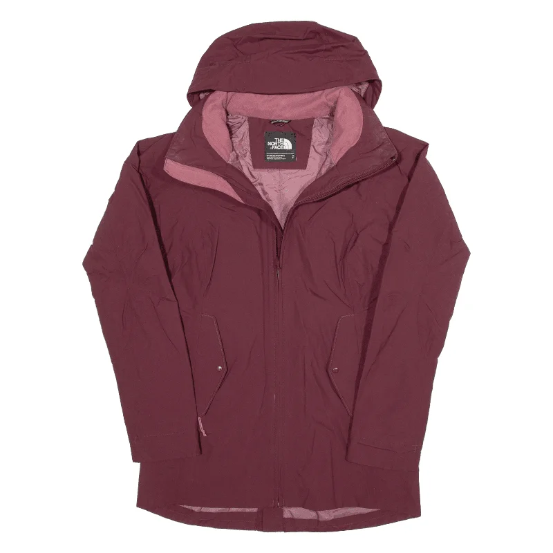 THE NORTH FACE Womens Rain Jacket Maroon Hooded S Nylon Jacket Polyester Jacket Spandex Jacket