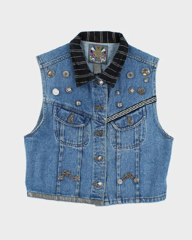 Vintage 80s The Limited Women's Denim Vest Jacket - L Front Pockets Side Pockets Patch Pockets