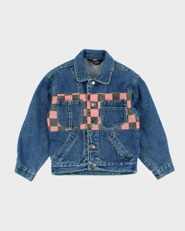 Vintage Customised Dark Wash Denim Jacket - XXS Belted Jacket Elasticated Jacket Padded Jacket