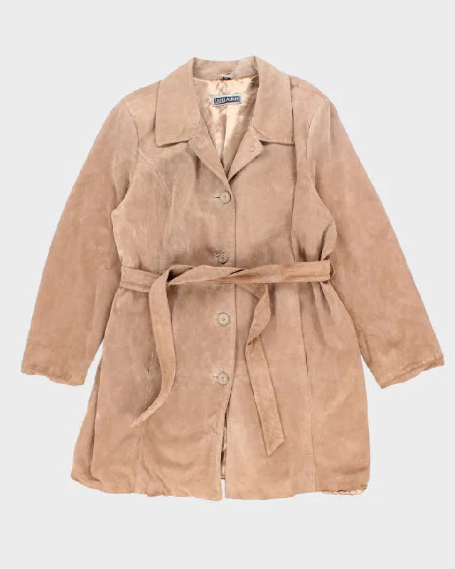 Vintage Guillame Suede Trench Jacket - M Zip Front Button Front Snap Front