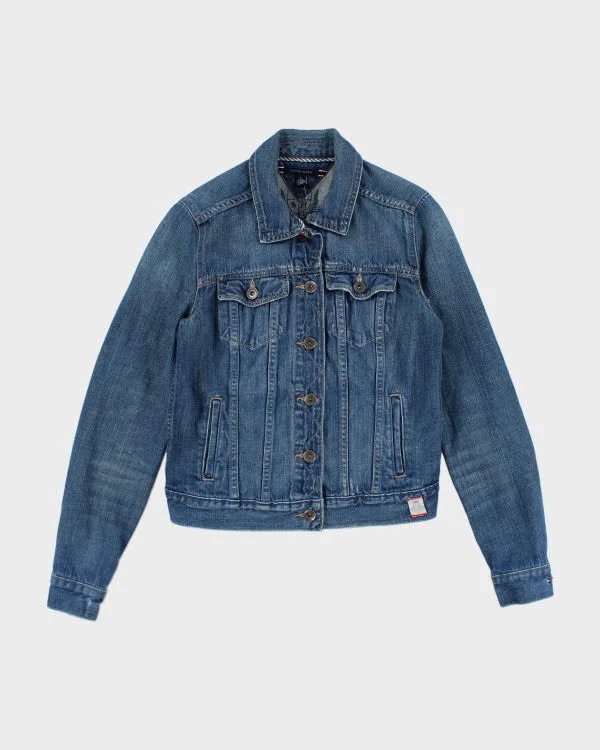 Vintage Y2K Tommy Hilfiger Dark Wash Denim Jacket - S Collared Jacket Crew Neck Jacket Turtle Neck Jacket