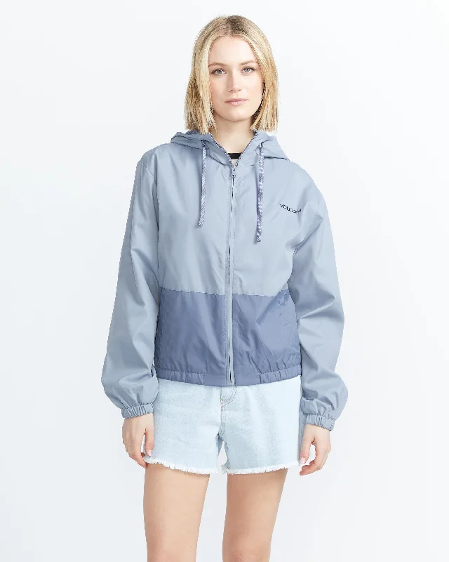 Wind Brakin Zip Jacket - Grey Blue Tailored Jacket Straight Jacket A-Line Jacket