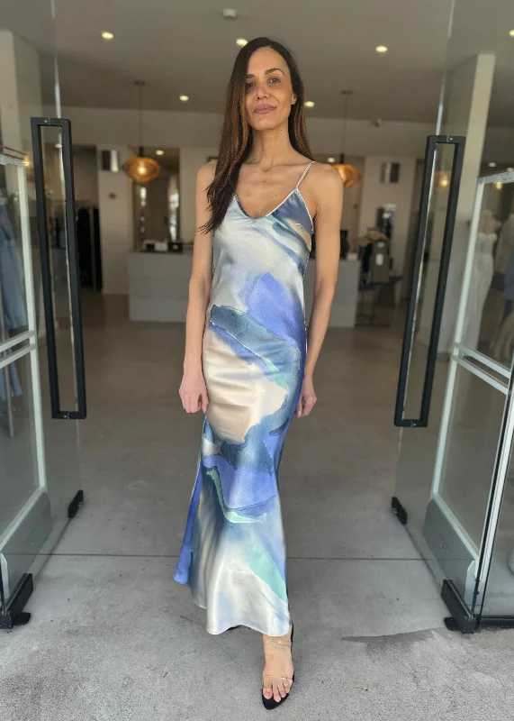 LJ SATIN MAXI DRESS Fashionable Button-Down Maxi Dress