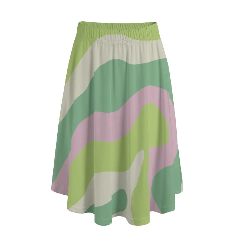 Green & Pink | Long Maxi Skirt With Pockets wool skirt warm