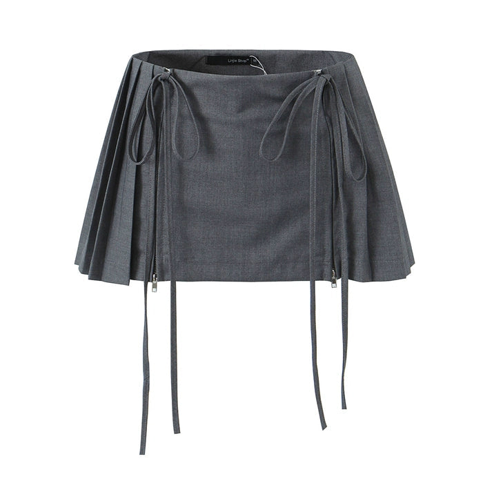 Arilyn Pleated Mini Skirt asymmetrical skirt cut