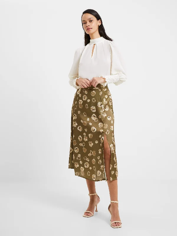 Bronwen Aleeya Satin Midi Skirt velvet skirt rich