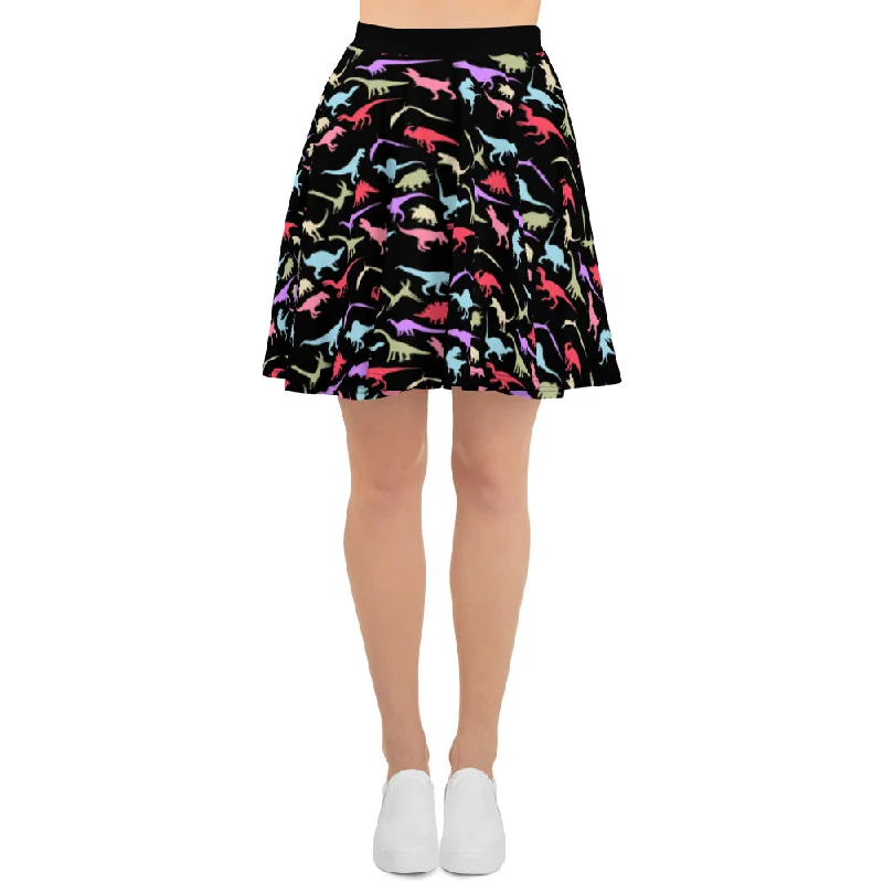 Colorful Dino's - Women's Dinosaur Skirt velvet skirt luxurious