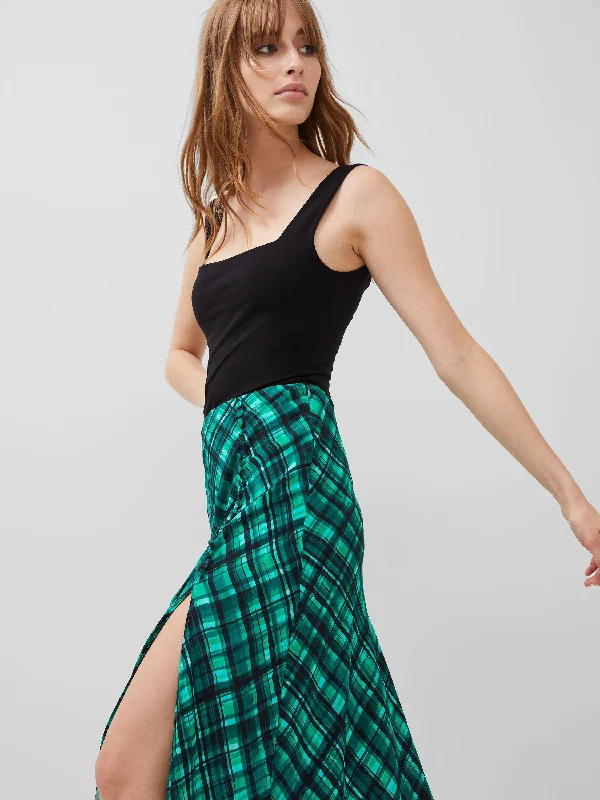 Dani Eco Check Delphine Midi Skirt velvet skirt luxurious