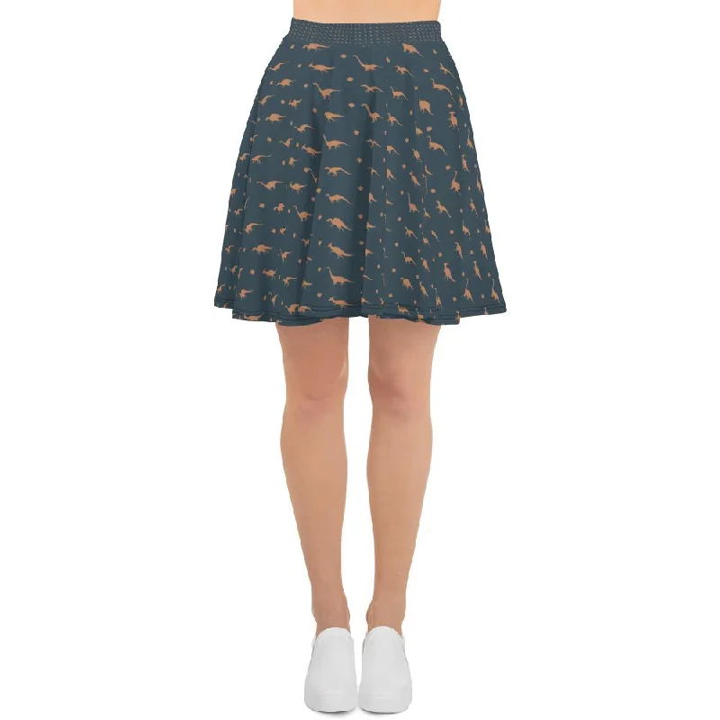 Dinosaur Skirt - Blue & Gold leather skirt sleek