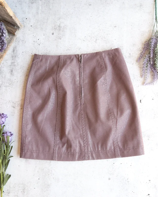 Free People - Modern Femme Novelty Mini Vegan Suede Skirt in Mauve denim skirt classic