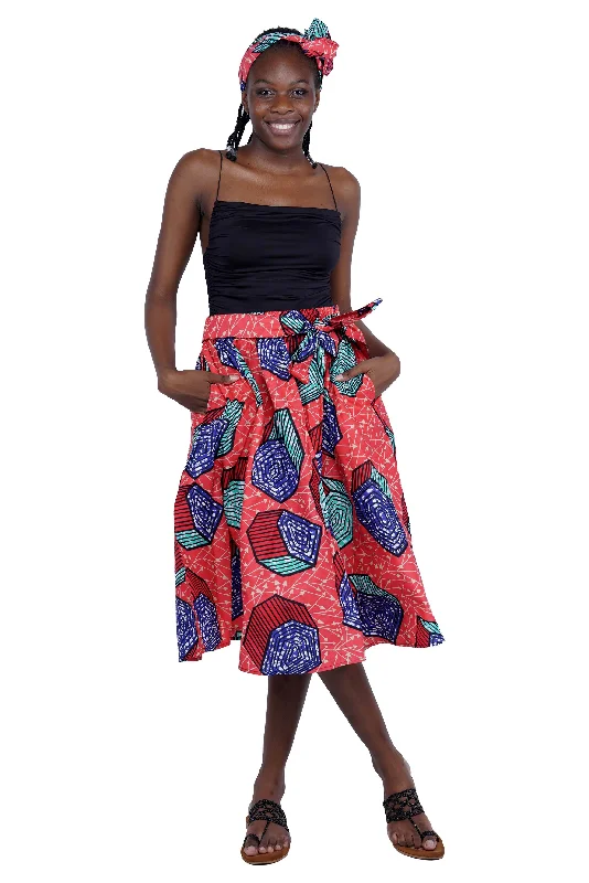 African Midi/Calf Length  Skirt velvet skirt plush