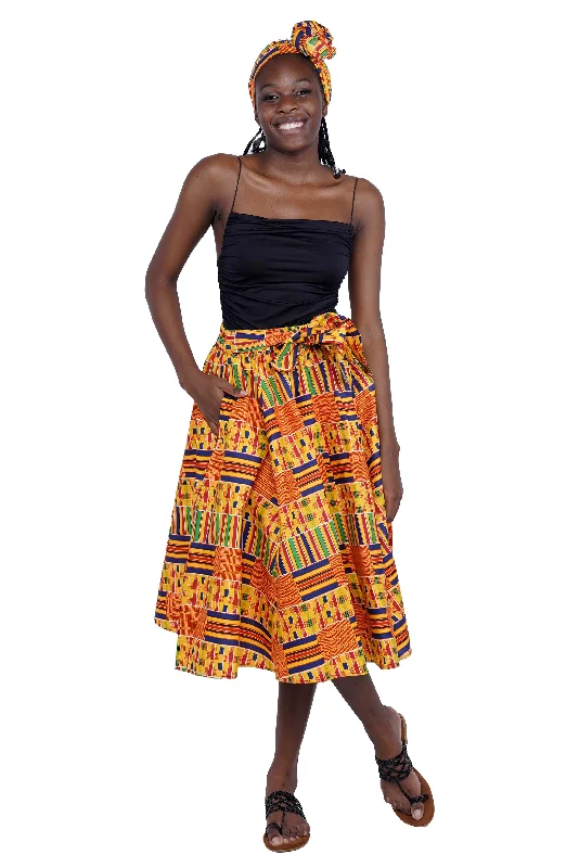 Kente Midi/Calf Length  Skirt silk skirt sleek