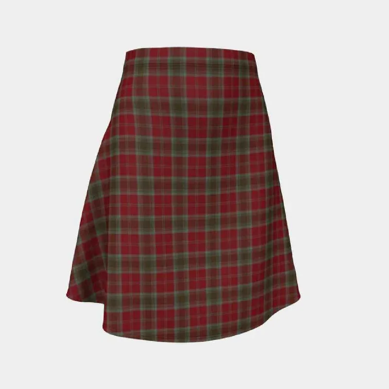 Lindsay Weathered Tartan Flared Skirt high waist skirt