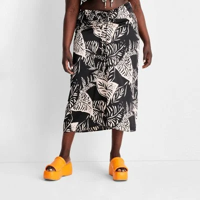 Women's Botanical Tie-Front Flowy Midi Skirt - Future Collective with Alani Noelle leather skirt sleek