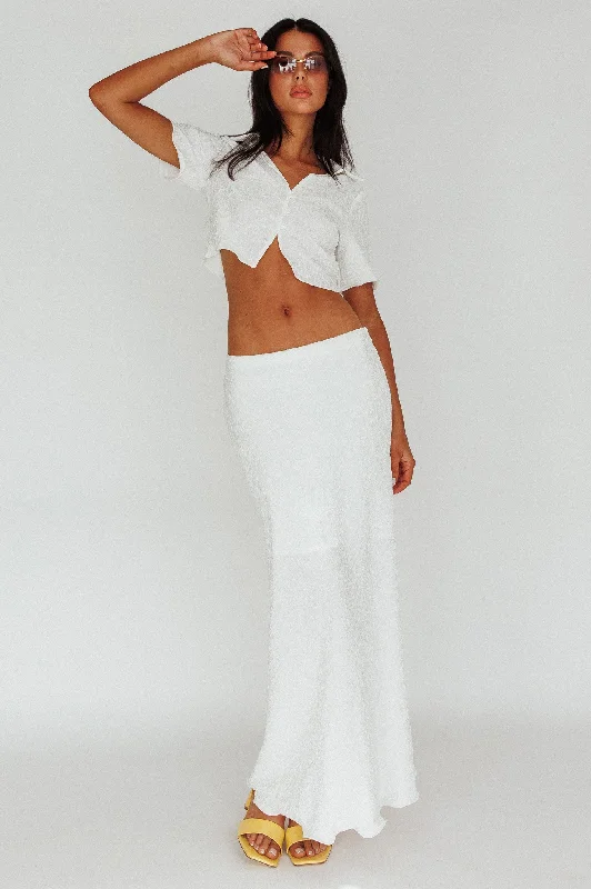 Roman Midi Skirt Textured White summer skirt style