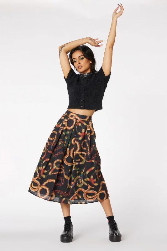 Serpent Print Pleated Skirt lace skirt delicate