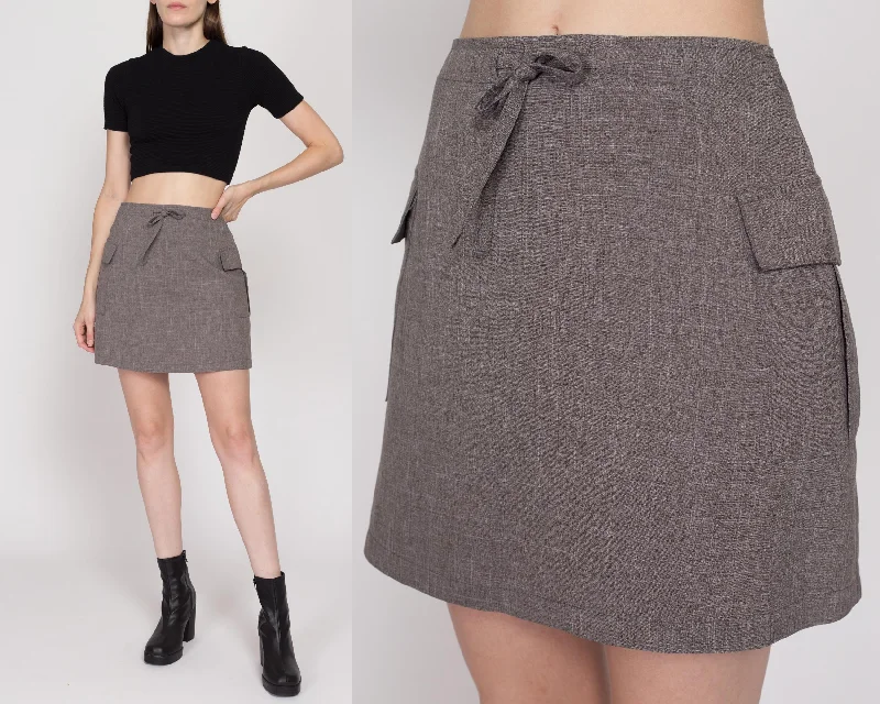 Small 90s Grey Cargo Pocket Mini Skirt 26" velvet skirt sumptuous