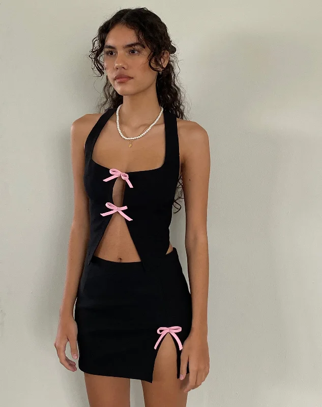 Wei Mini Skirt in Black a-line skirt cut