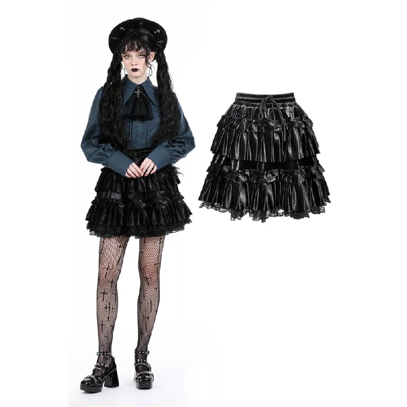 Women's Gothic Ruffled Layered Velvet Skirt seamless skirt comfort